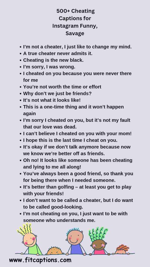 500 Cheating Captions for Instagram Funny Savage