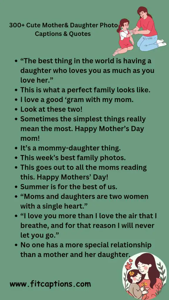 300 Cute Mother Daughter Photo Captions Quotes