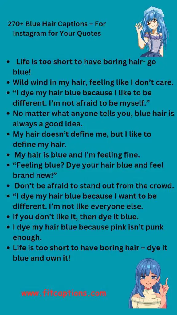 270 Blue Hair Captions – For Instagram for Your Quotes