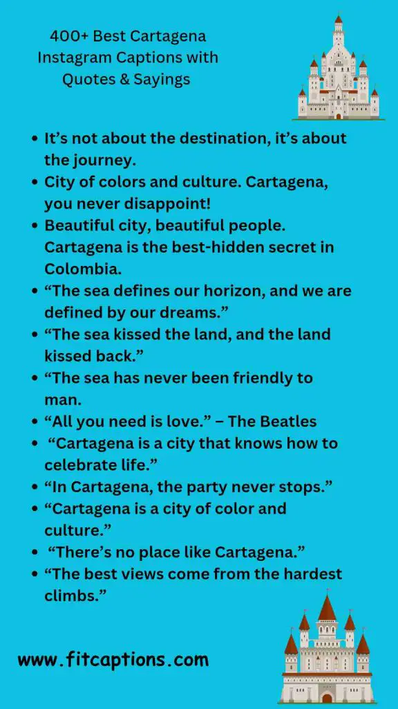 400 Best Cartagena Instagram Captions with Quotes Sayings