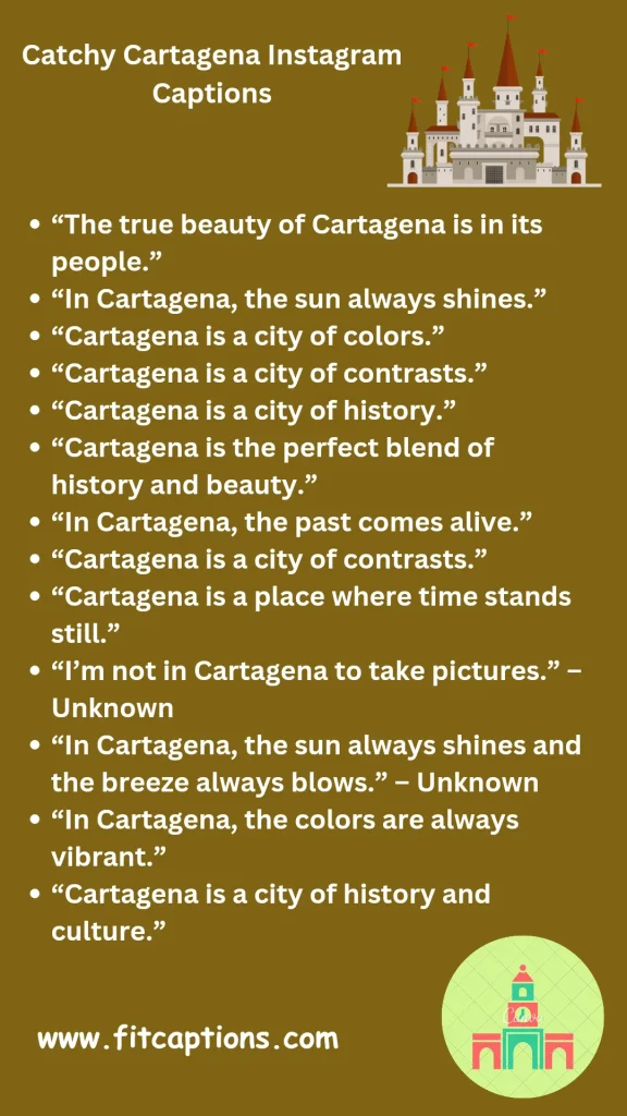 Catchy Cartagena Instagram Captions