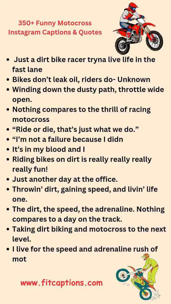 350 Funny Motocross Instagram Captions Quotes