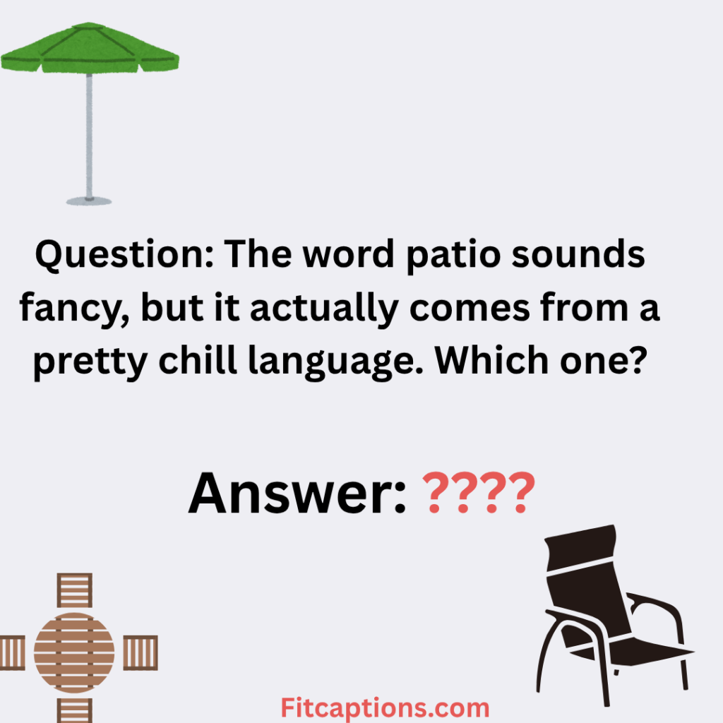 "Patio Trivia Question and Answer"