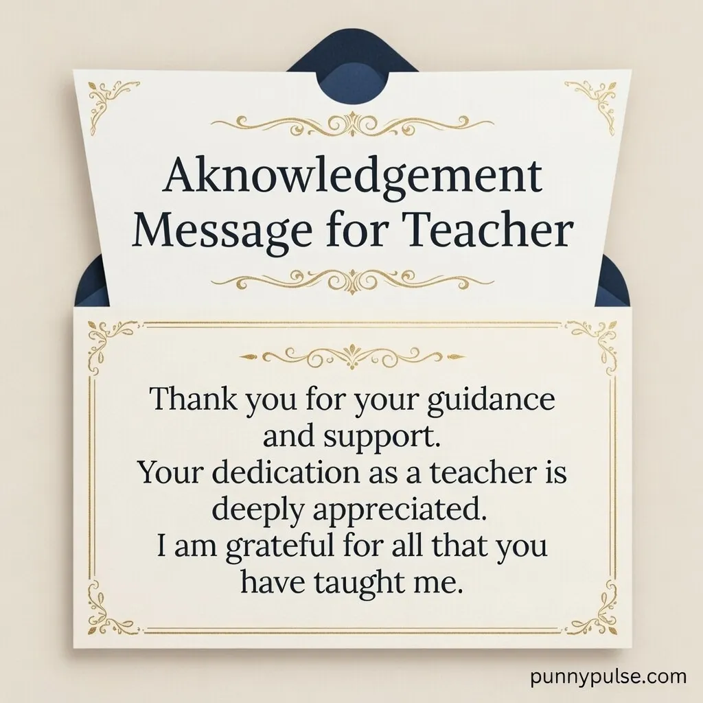 "Acknowledgement Message for Teacher"