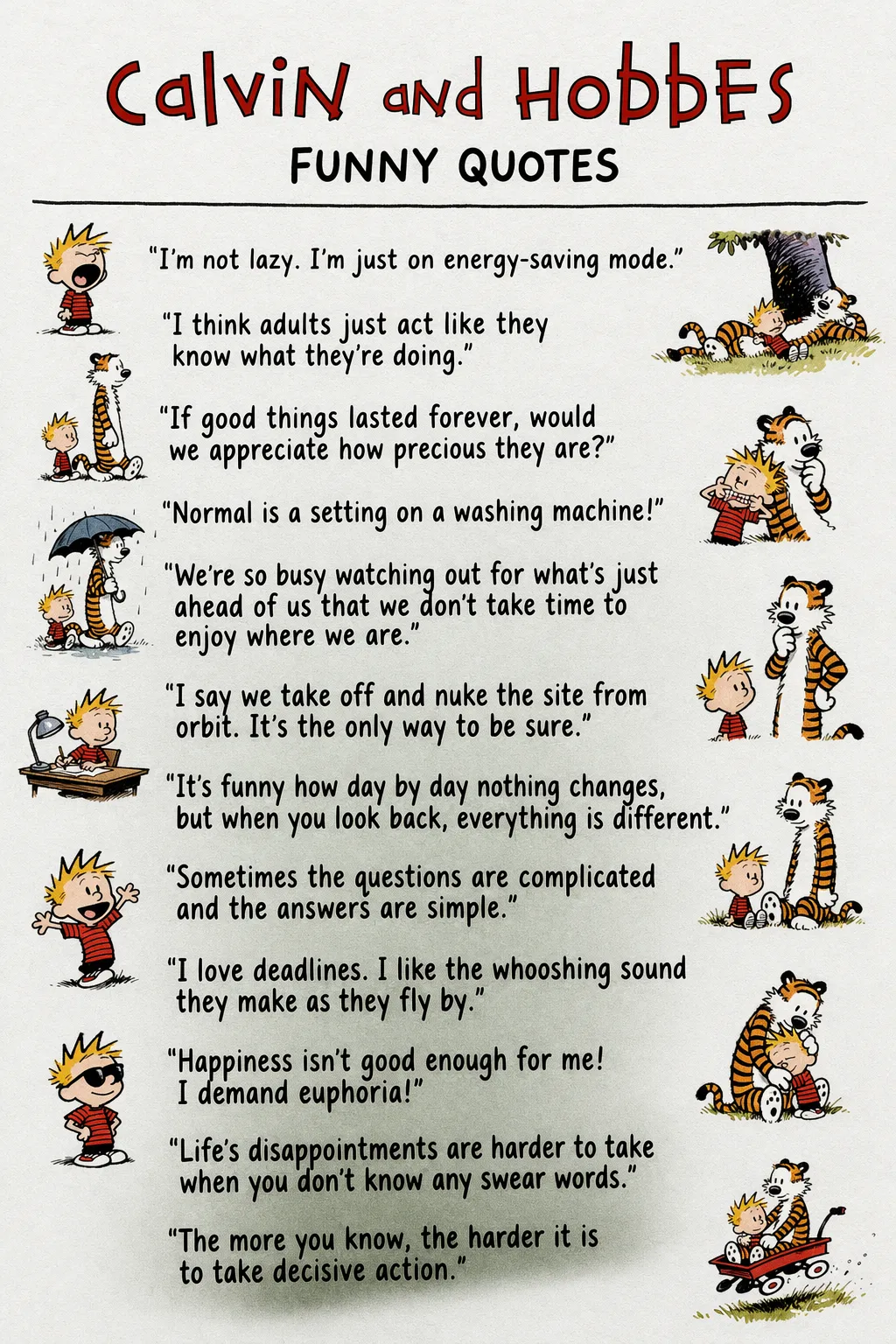 "Calvin And Hobbes Funny Quotes'