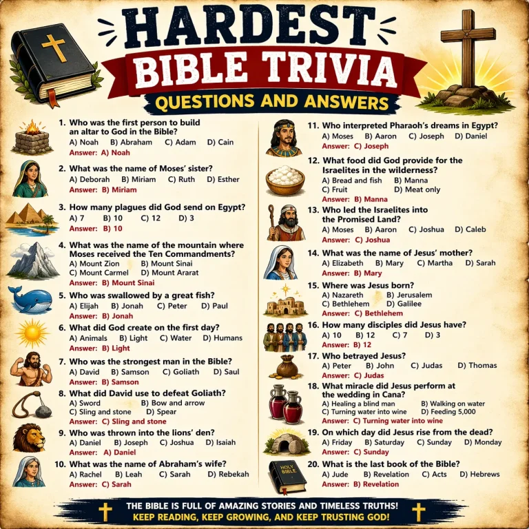 'Hardest Bible Trivia Questions And Answers for Serious"