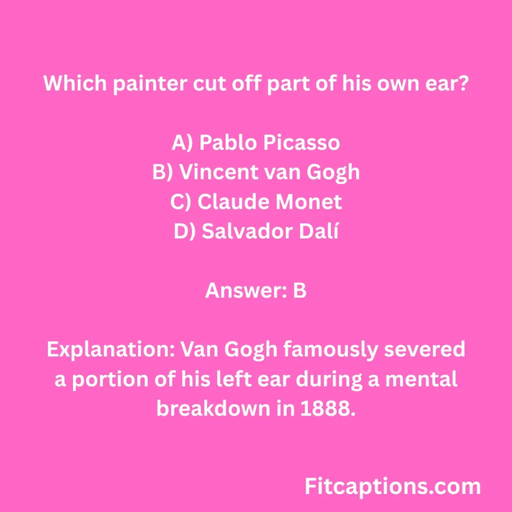 Famous Painters Quiz Questions And Answers 1