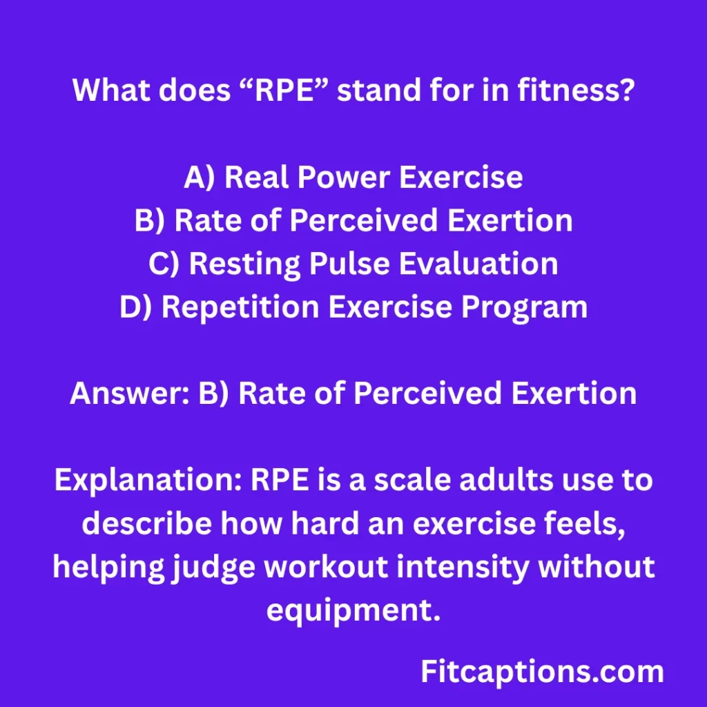 "Fitness Quiz Questions and Answers"