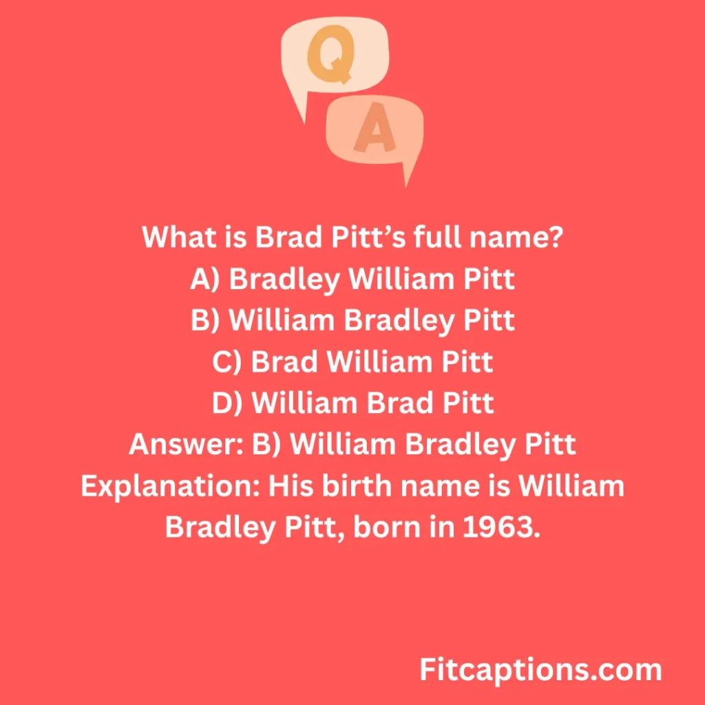 "Brad Pitt Quiz Questions and Answers"