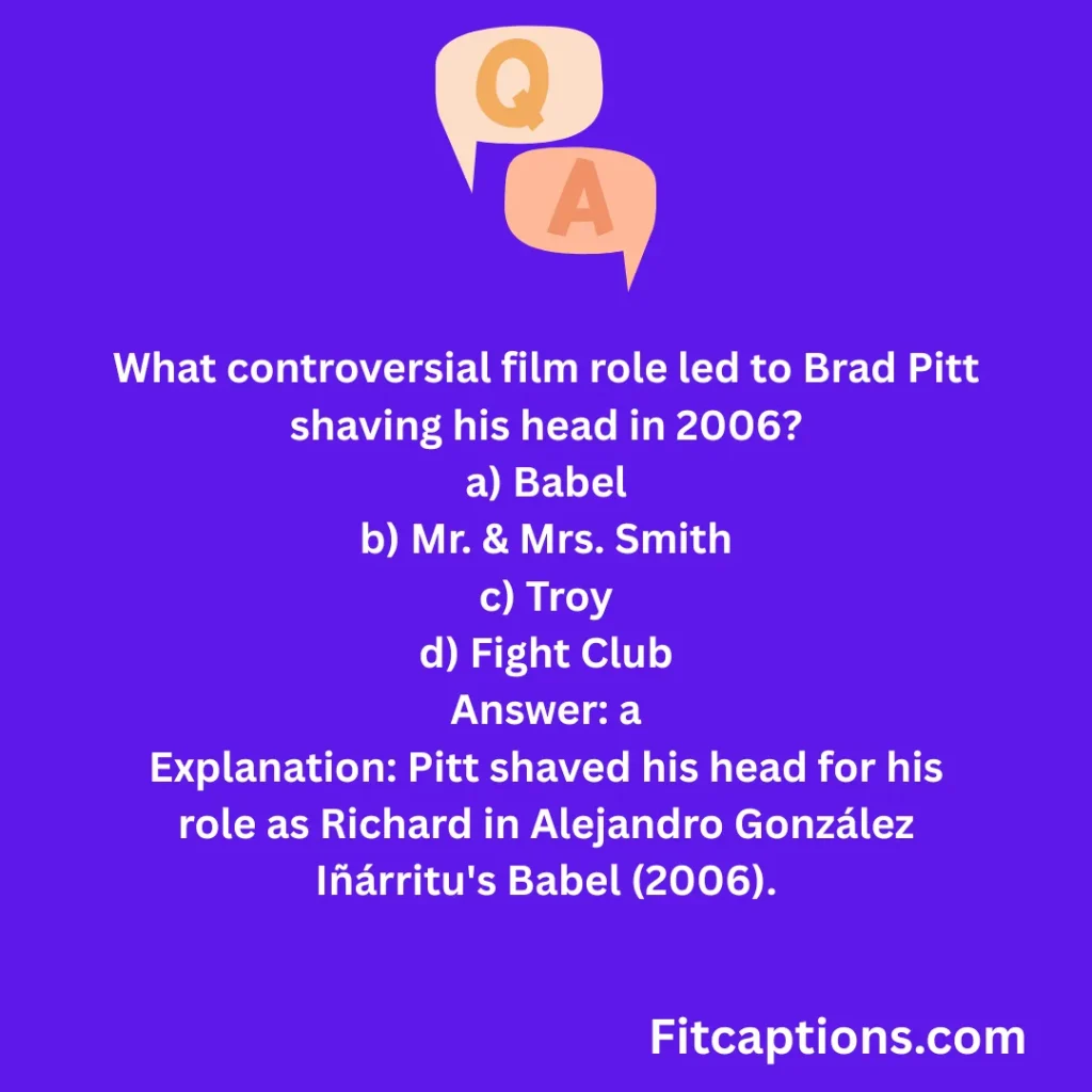 "Brad Pitt Quiz Questions and Answers"