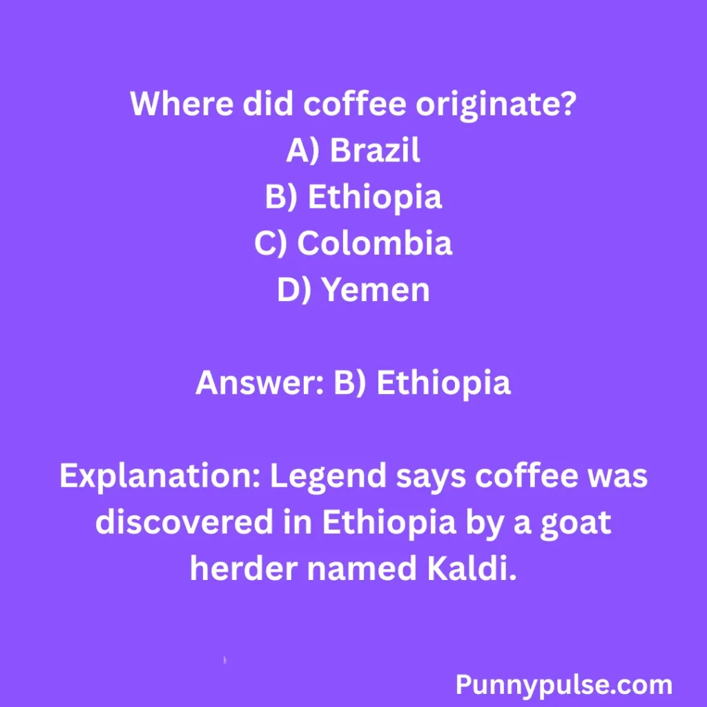 "Short Coffee Quiz Questions And Answers"
