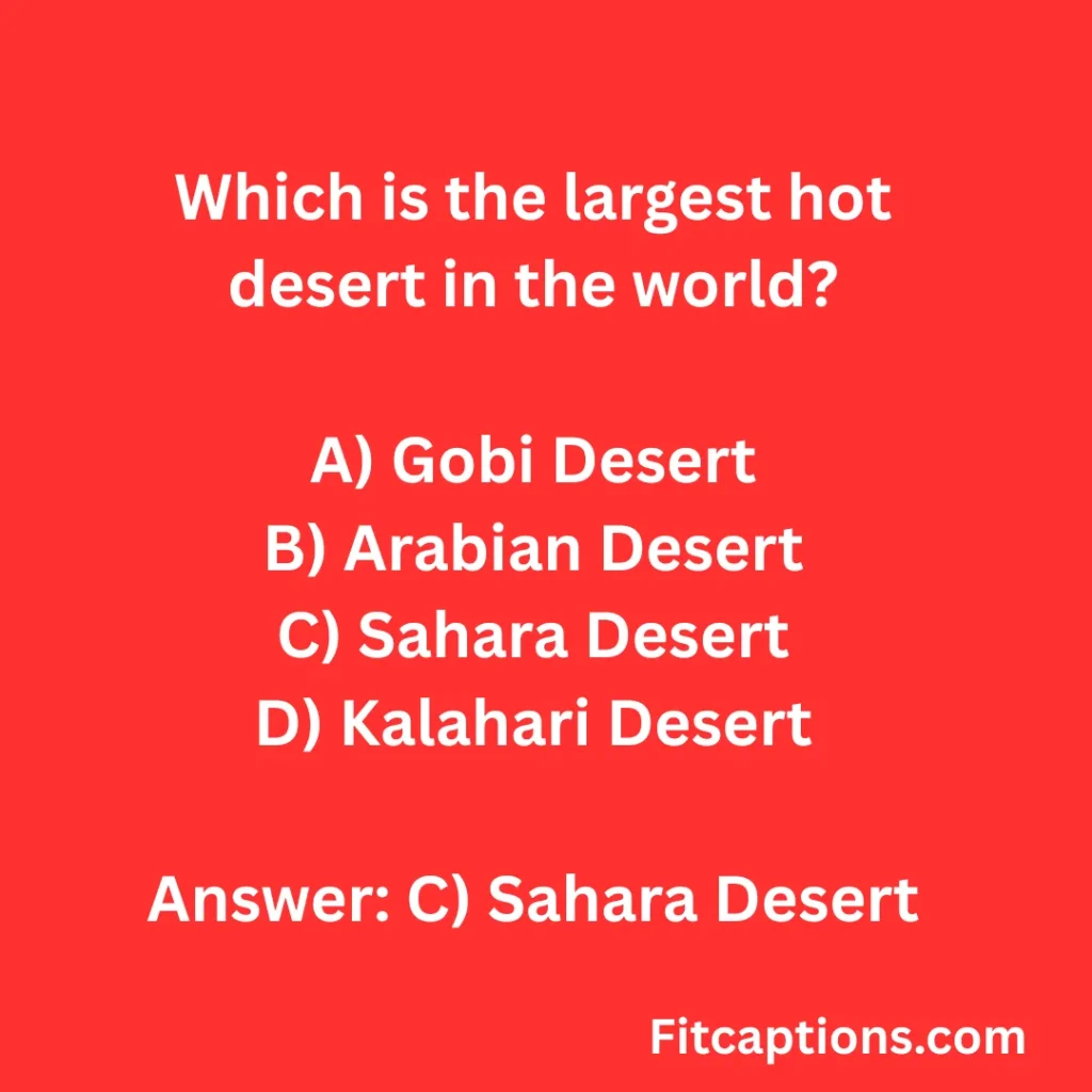 "Desert Quiz Questions and Answers"