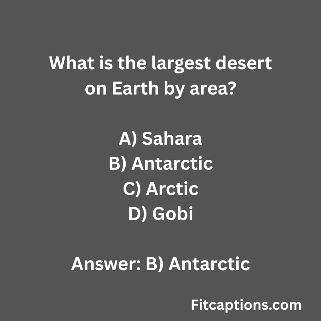 "Desert Quiz Questions and Answers"