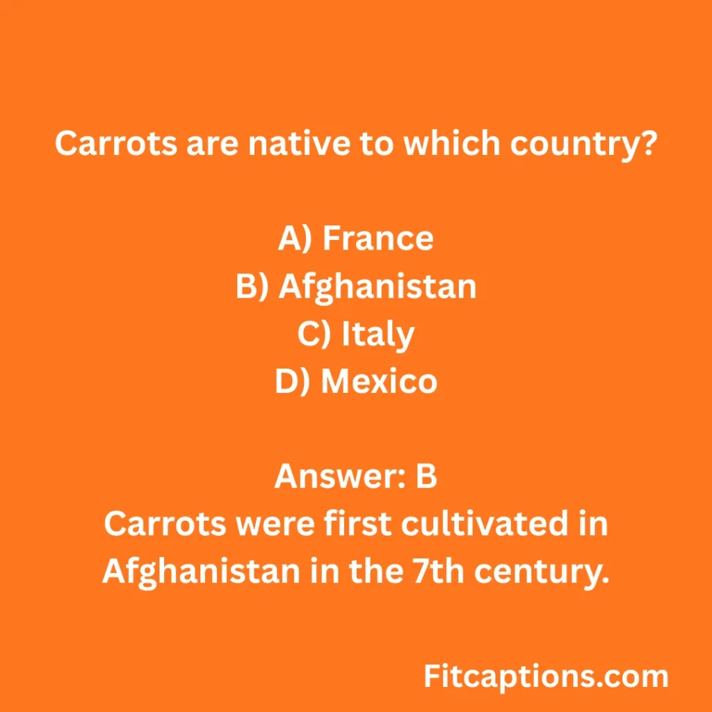 "Food Facts Quiz Questions and Answers"