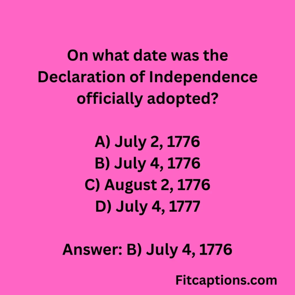 "Independence Day Trivia Questions And Answers"