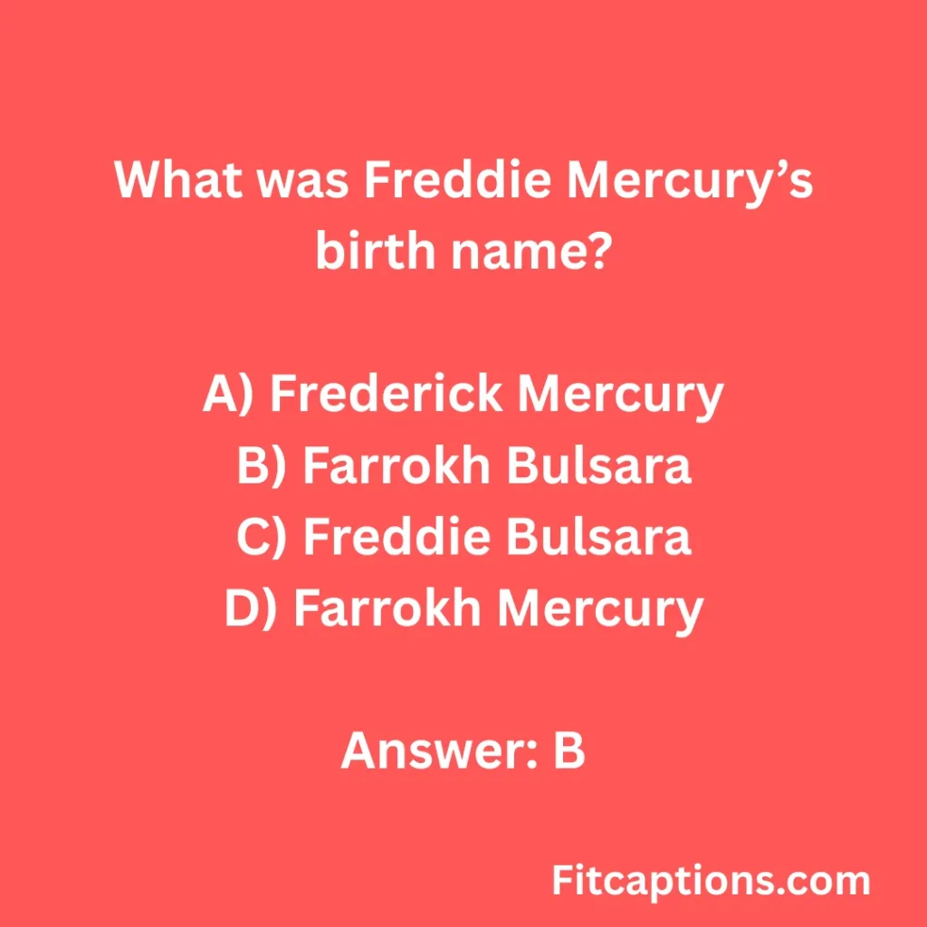 "Freddie Mercury Quiz Questions And Answers"