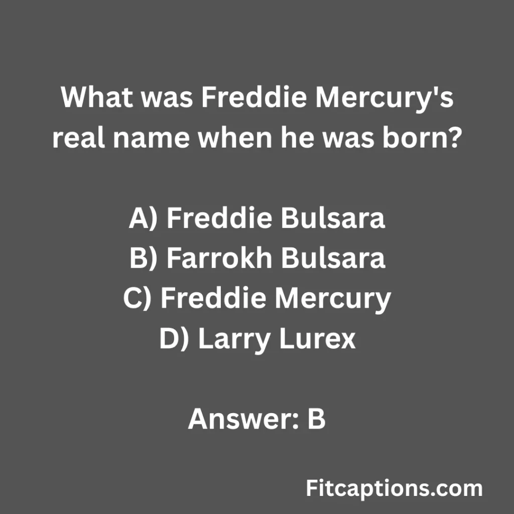 "Freddie Mercury Quiz Questions And Answers"