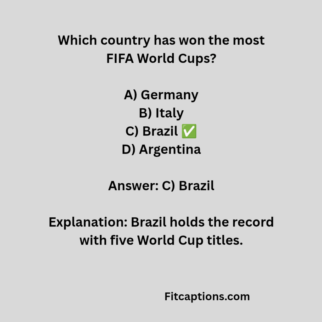 "World Cup Trivia Questions and Answers"