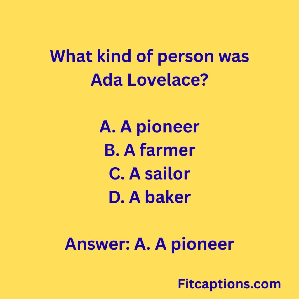 ""Ada Lovelace Quiz Questions and Answers""