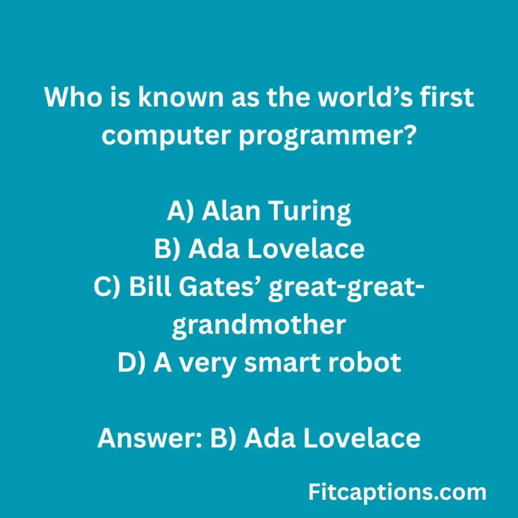 ""Ada Lovelace Quiz Questions and Answers""