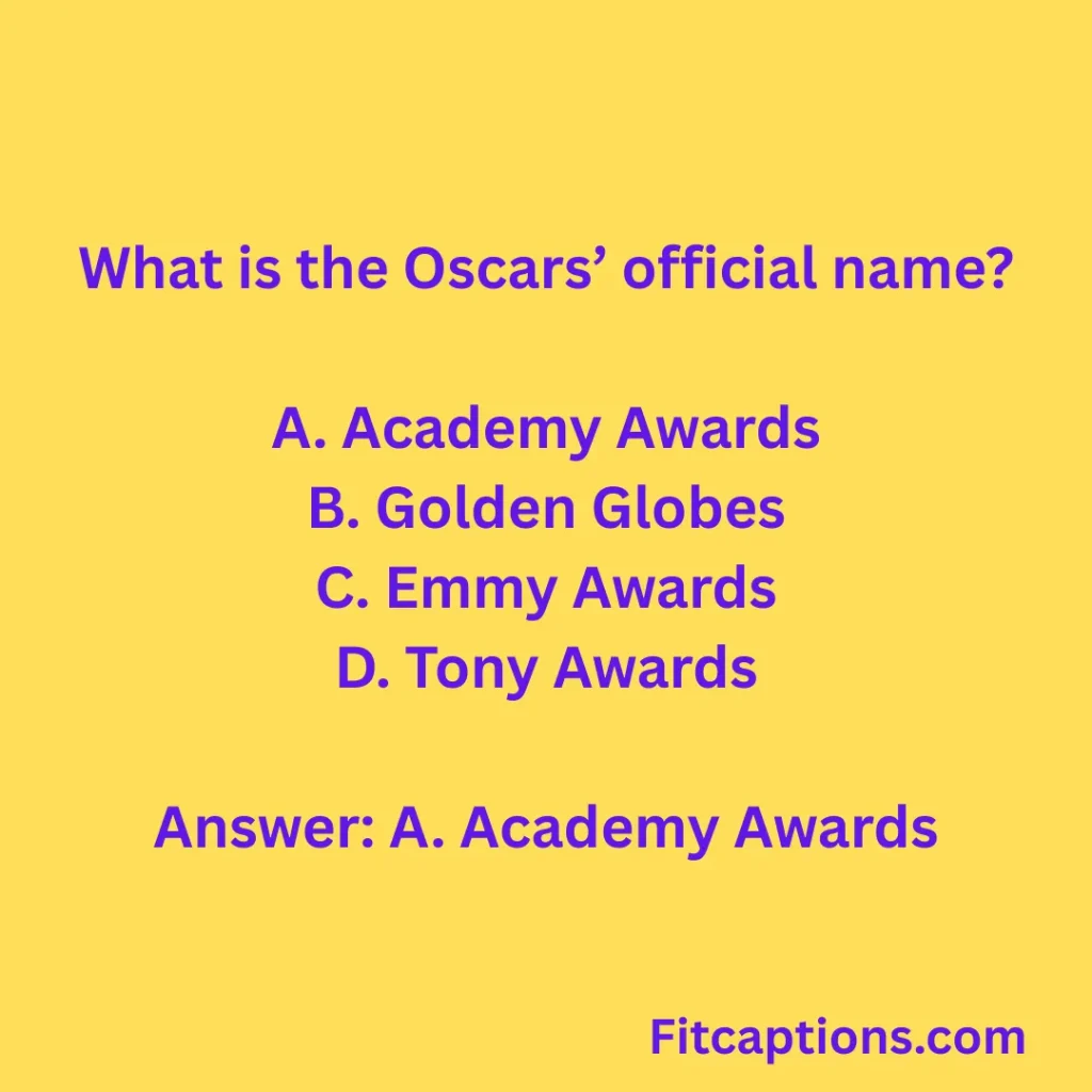 Oscars Quiz Questions And Answers 1