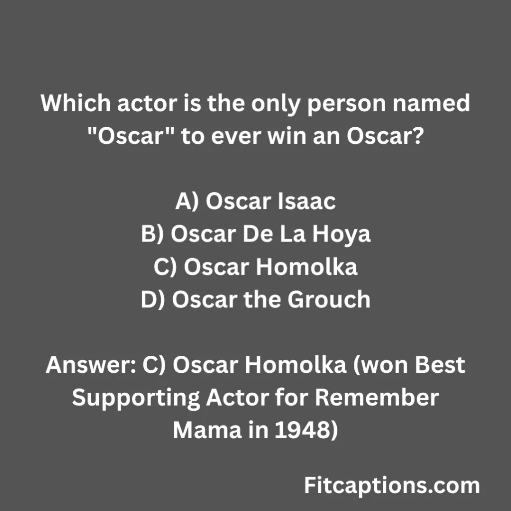 Oscars Quiz Questions And Answers