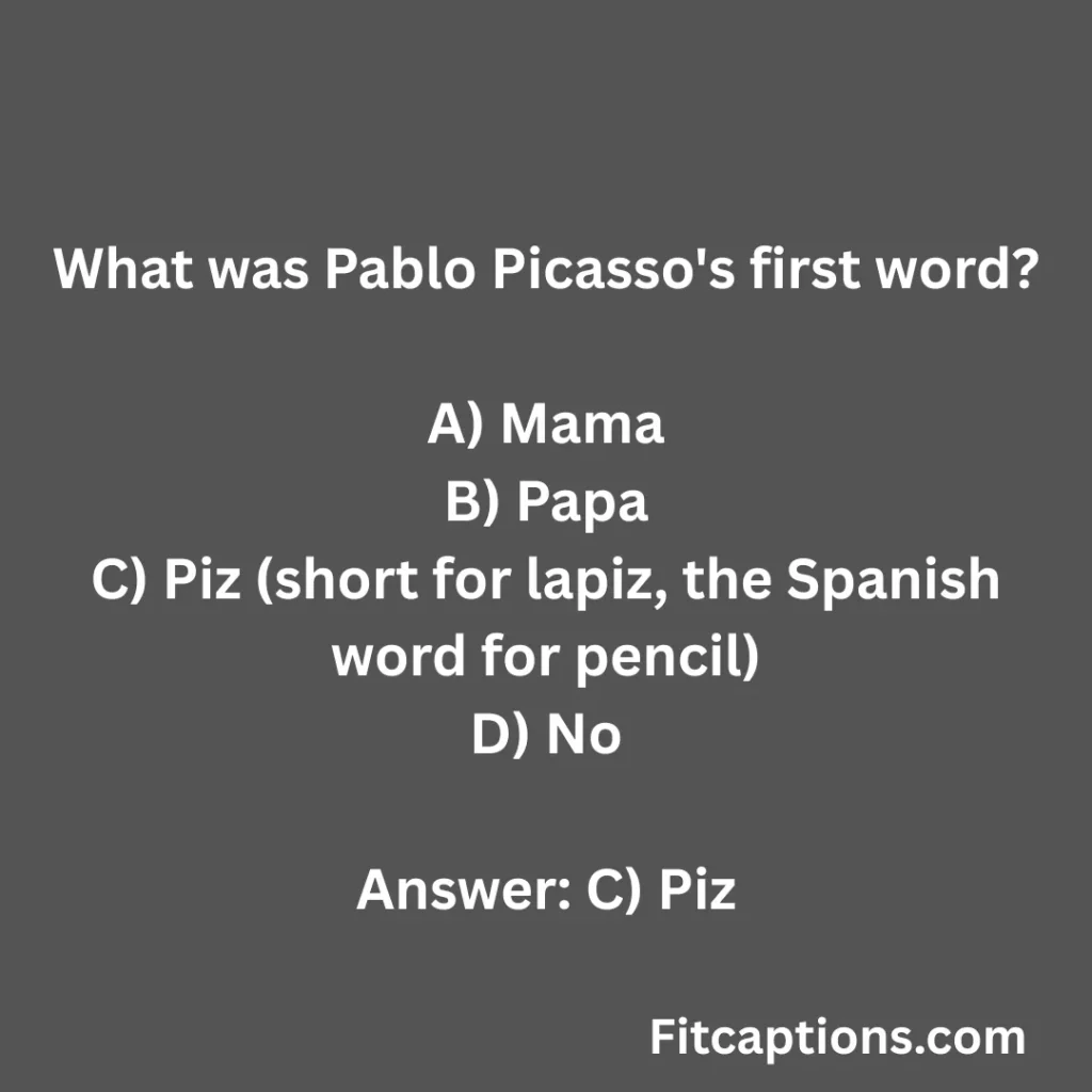 "Pablo Picasso Quiz Questions and Answers"