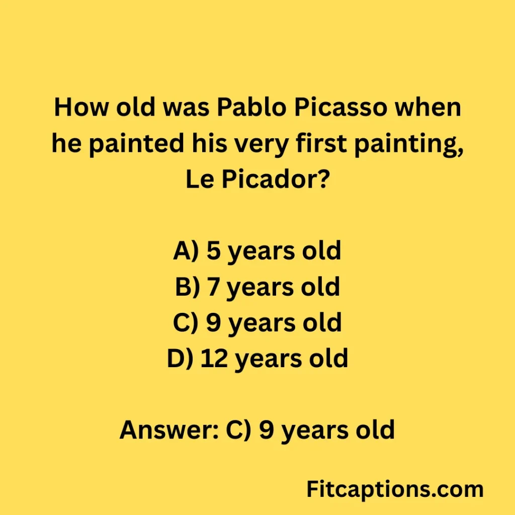 "Pablo Picasso Quiz Questions and Answers"