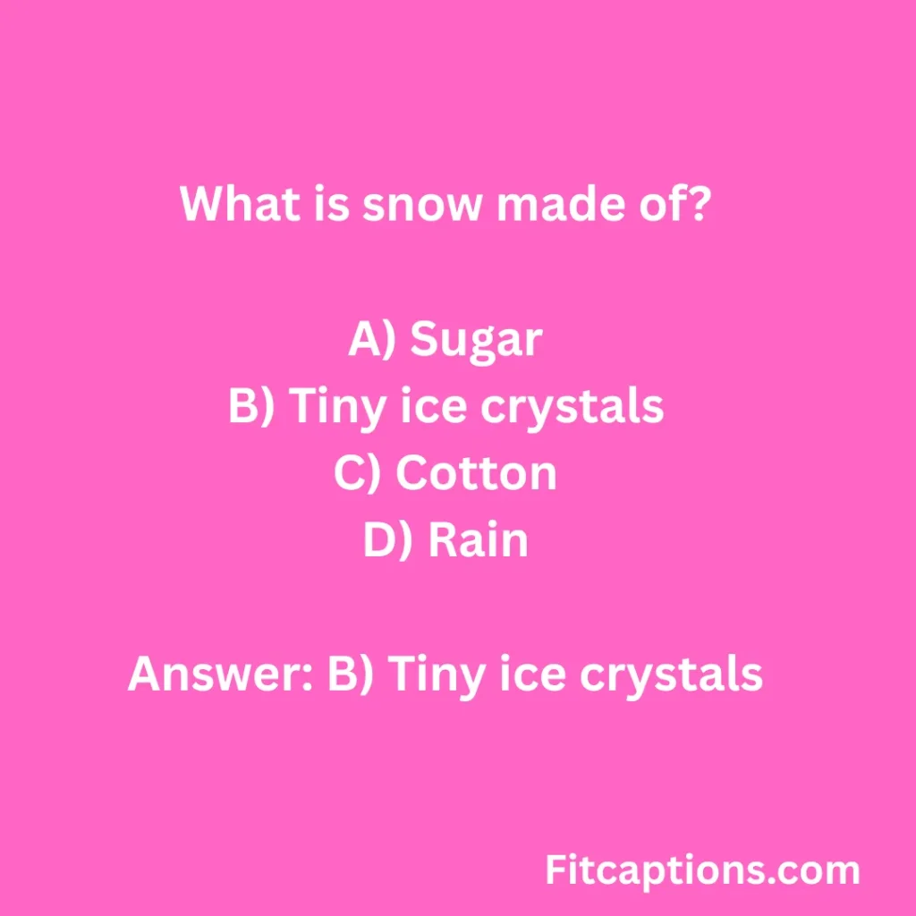 Snow Quiz Questions and Answers