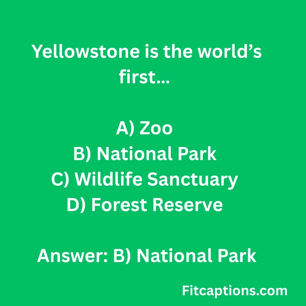 "Yellowstone National Park Quiz Questions And Answers"