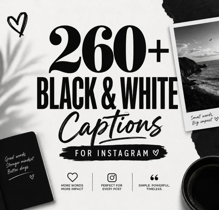 black and white captions for Instagram