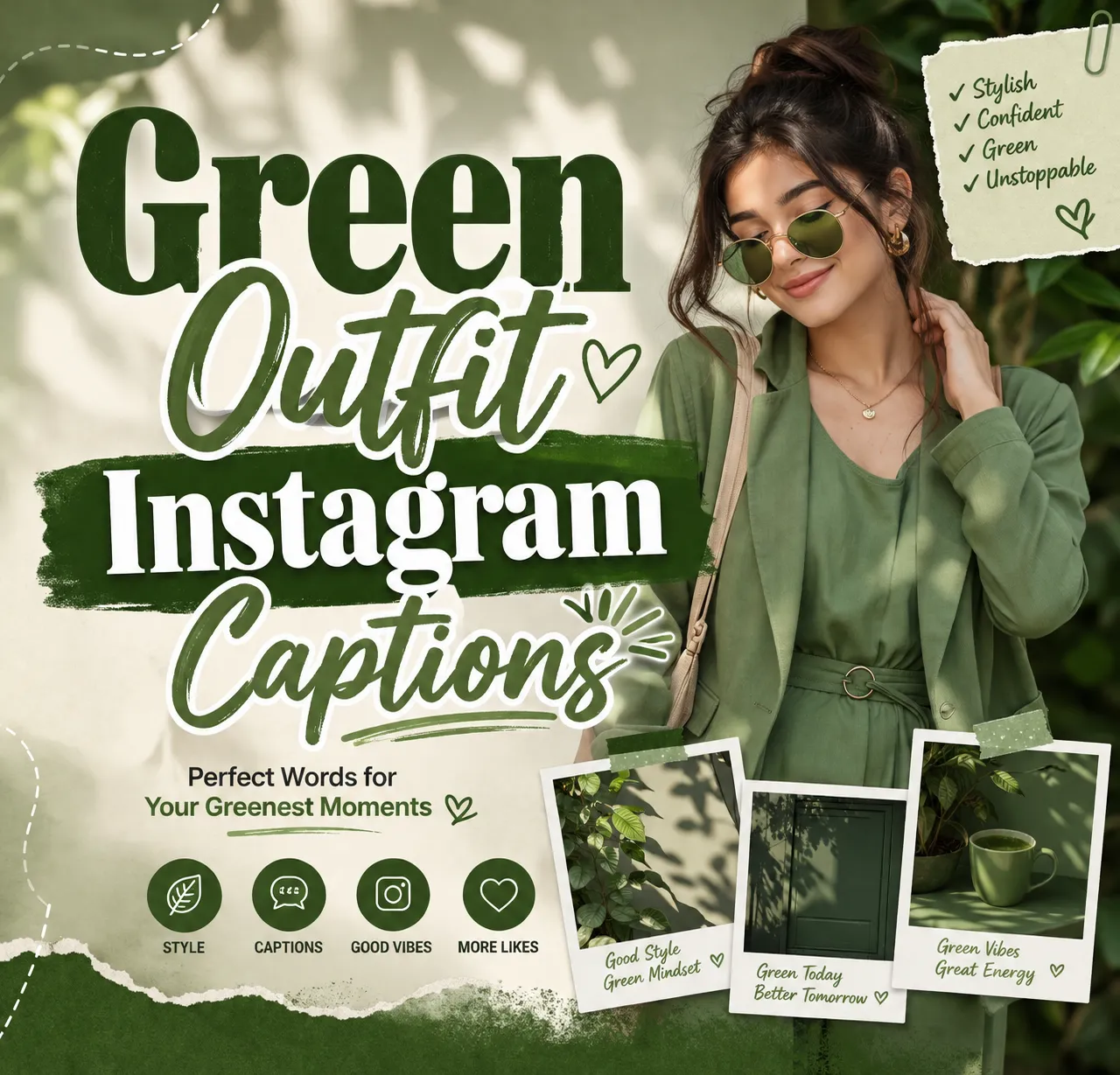 green outfit Instagram captions