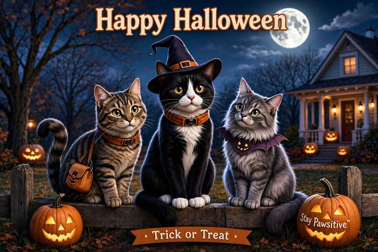 cat Halloween messages